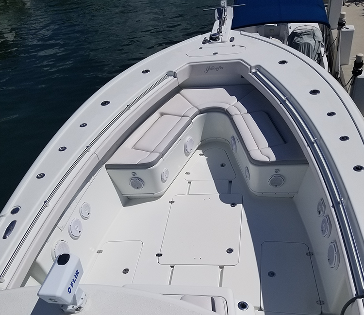 Aerial views of a vessel highlight boat repair Miami handled by Marine Kings of Miami.