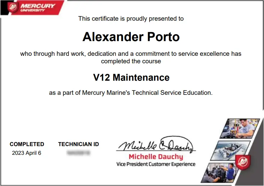Official certification reinforces boat repair Miami expertise at Marine Kings of Miami.
