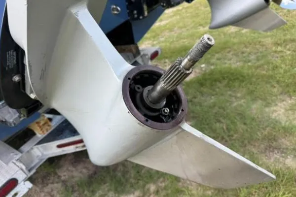  Propeller removal work reflects outboard engine service by Marine Kings of Miami in Miami, Florida.