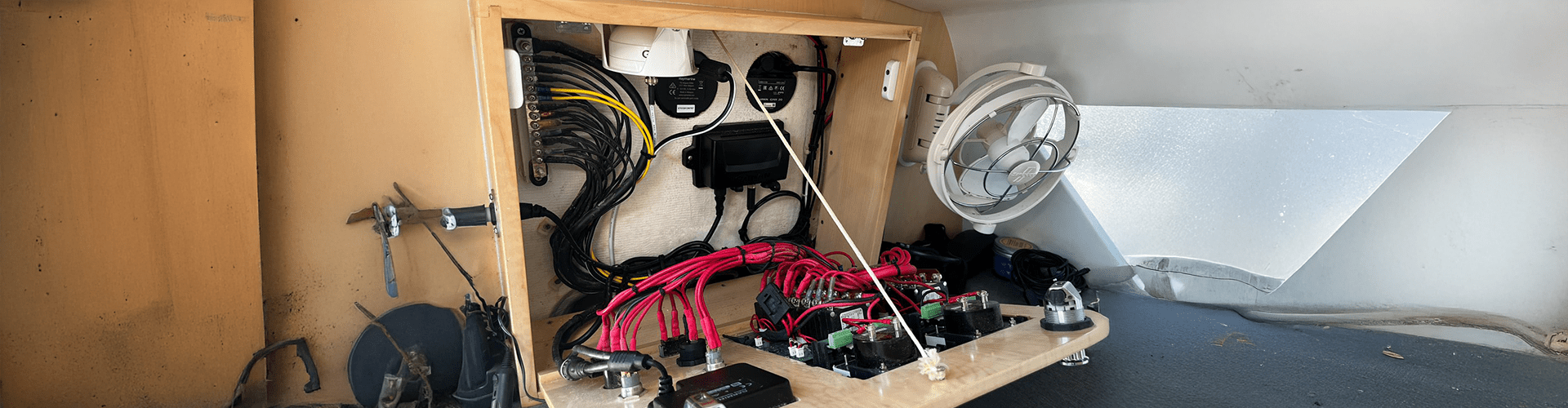  A tool-filled room supports boat maintenance services performed by Marine Kings of Miami in Miami, Florida.