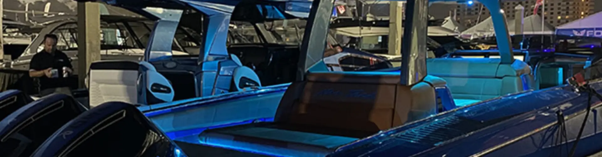 A row of golf carts reflects equipment supported by Marine Kings of Miami with boat maintenance services in Miami, Florida.