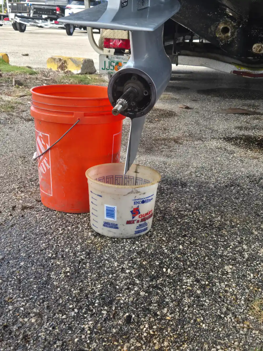 A paint bucket is used by Marine Kings of Miami during boat repair Miami.