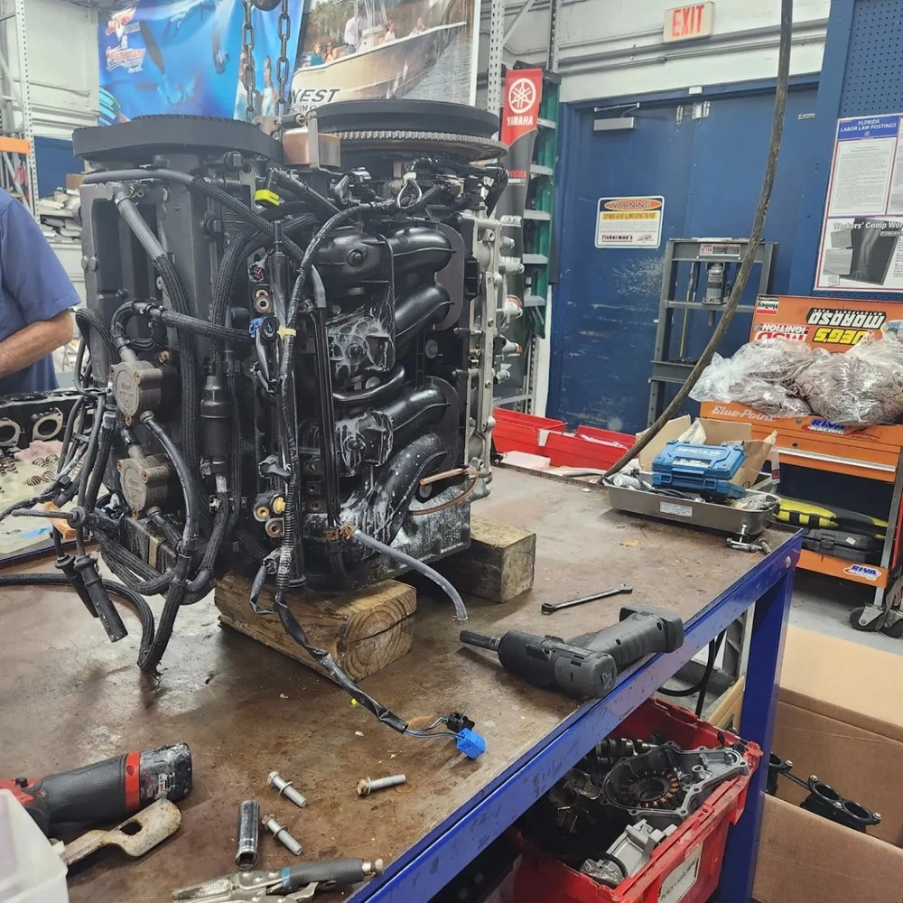 Workshop engine repairs are completed by Marine Kings of Miami with marine engine diagnostics in Miami, Florida.