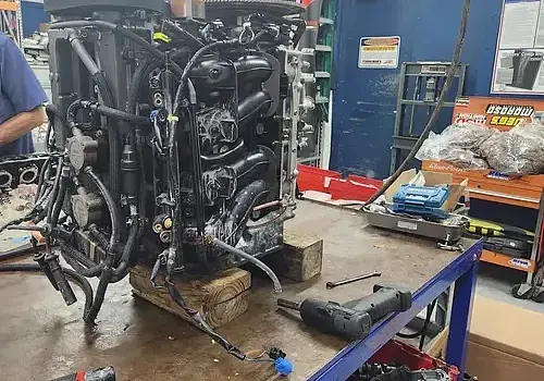 Workshop engine repairs are completed by Marine Kings of Miami with marine engine diagnostics in Miami, Florida.