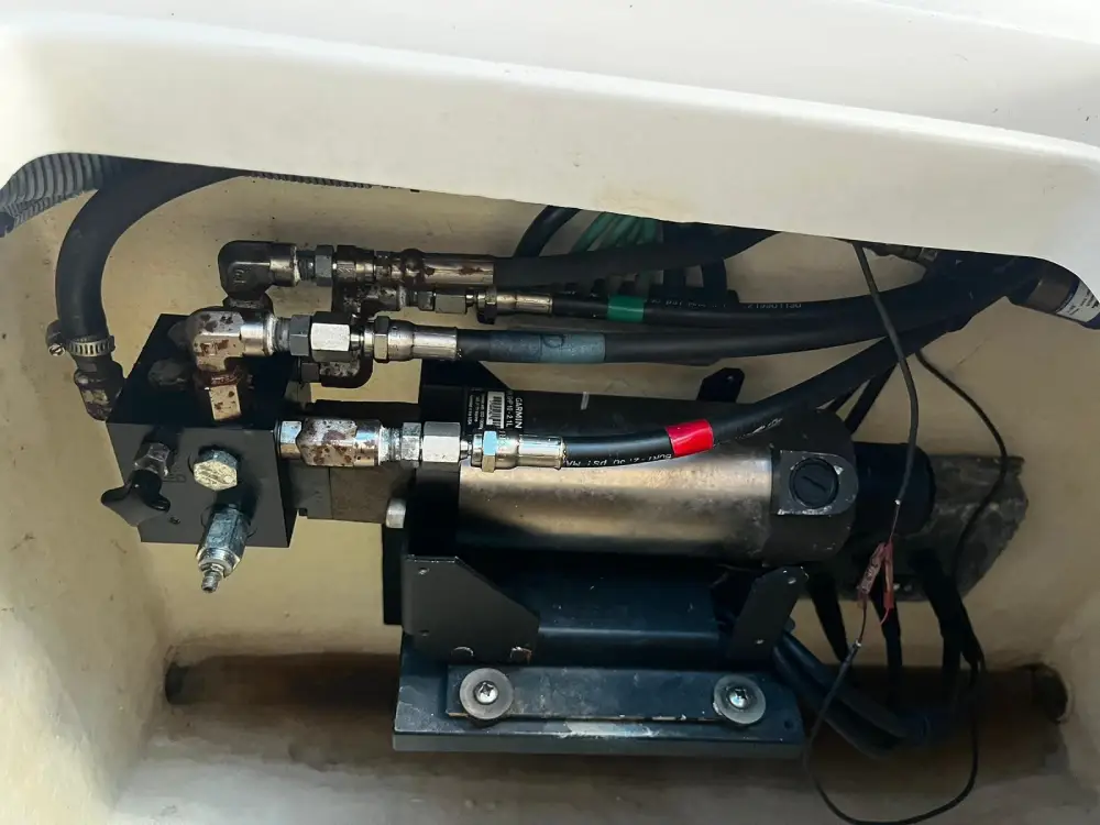 A compact machine in a truck is used by Marine Kings of Miami for boat maintenance services in Miami, Florida.