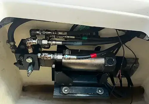 A compact machine in a truck is used by Marine Kings of Miami for boat maintenance services in Miami, Florida.