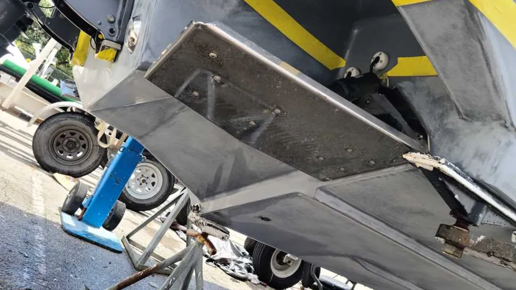  A plane on the ground reflects mechanical precision similar to marine engine diagnostics by Marine Kings of Miami.