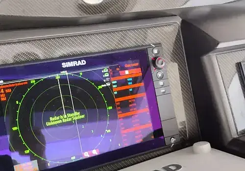  Cockpit screen details reflect precision in marine electrical troubleshooting by Marine Kings of Miami.