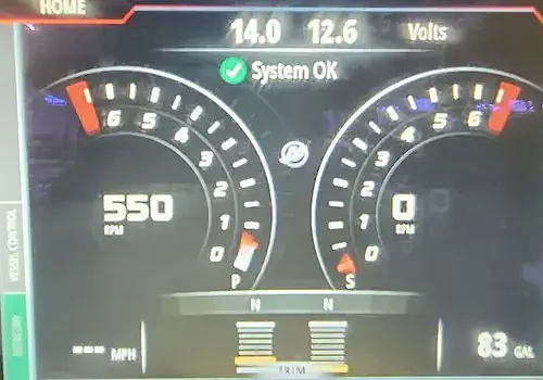 Dashboard gauges are checked by Marine Kings of Miami with marine electrical troubleshooting in Miami, Florida.