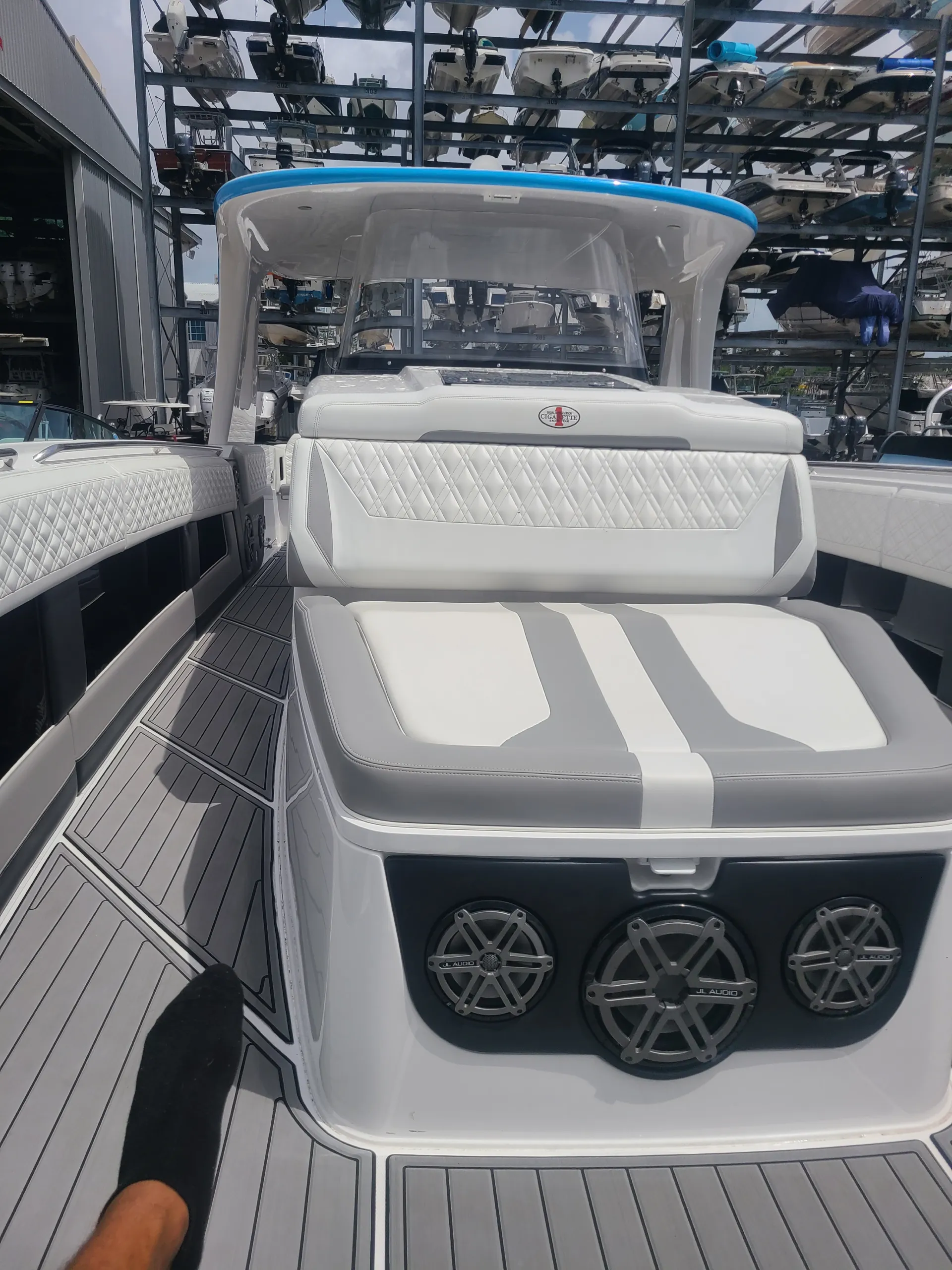  Deck seating is installed by Marine Kings of Miami with boat repair Miami.